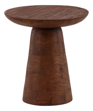Otis Round Wood Farmhouse Modern Pedestal Side Table