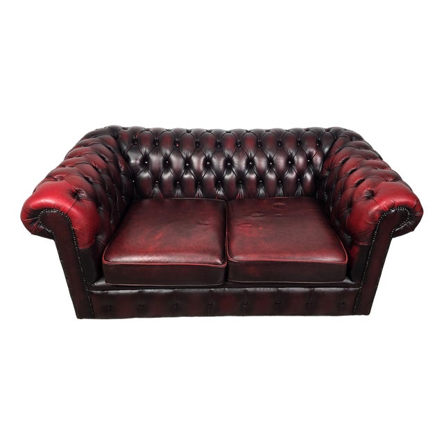Leather Sofa in style of Chesterfield, 1980s For Sale