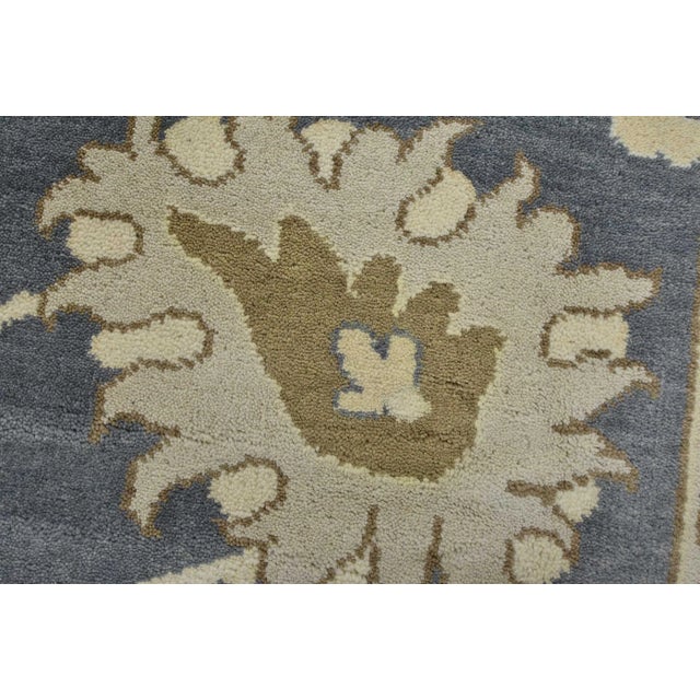 Oushak Rug 9′ X 12’2” Blue Wool Traditional Hand-Knotted Oriental Carpet For Sale - Image 4 of 12
