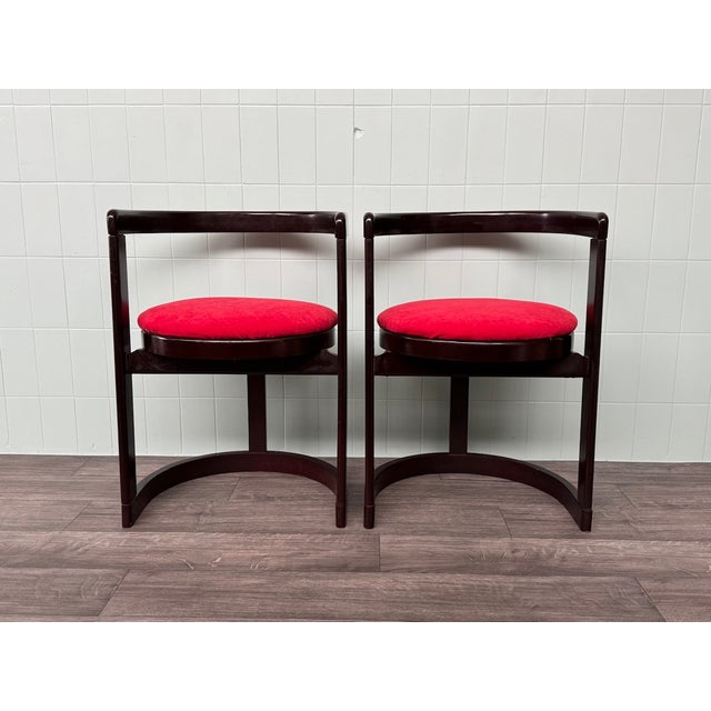 Vintage Italian Chairs in Curved Wood and Round Seat, 1970s, Set of 2 For Sale - Image 12 of 13