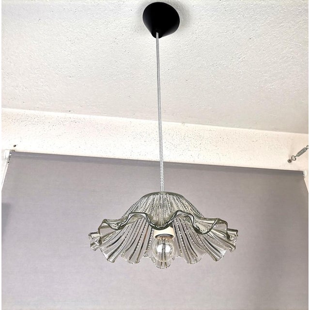 Mid-Century Modern Mid-Century Portuguese Farmhouse Clear Glass Bowl Hanging Lamp, 1960s For Sale - Image 3 of 16