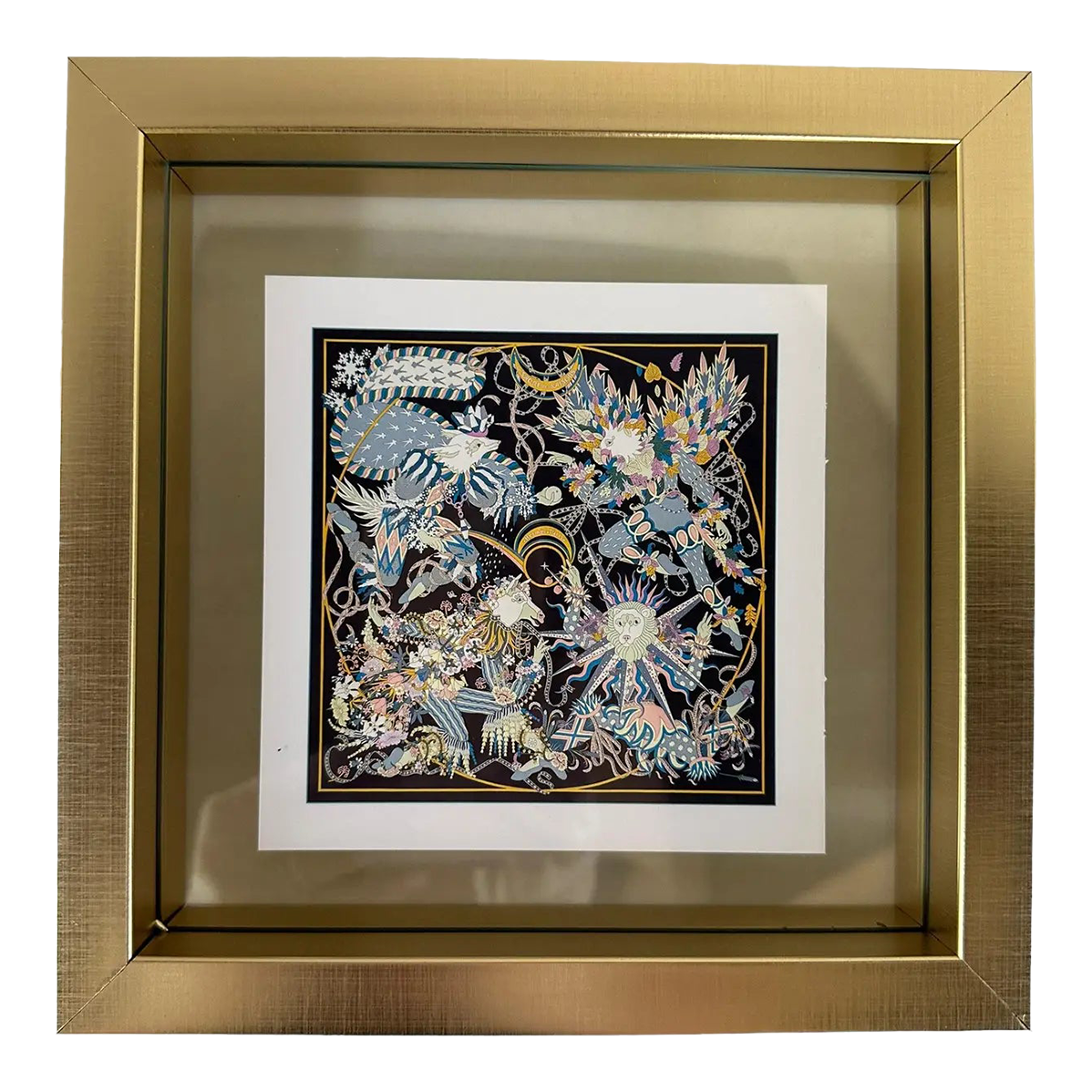 1990s Vintage Framed Authentic Original Hermès Art Advertisement