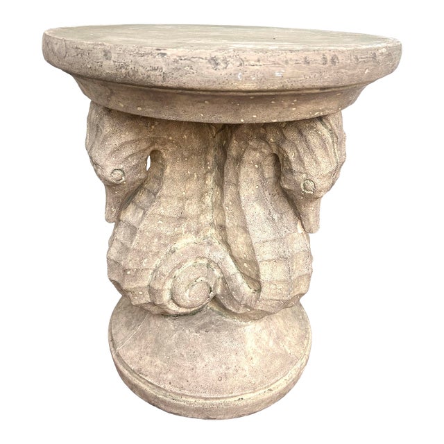 Seahorse Cement Garden Stool/Side Table. For Sale
