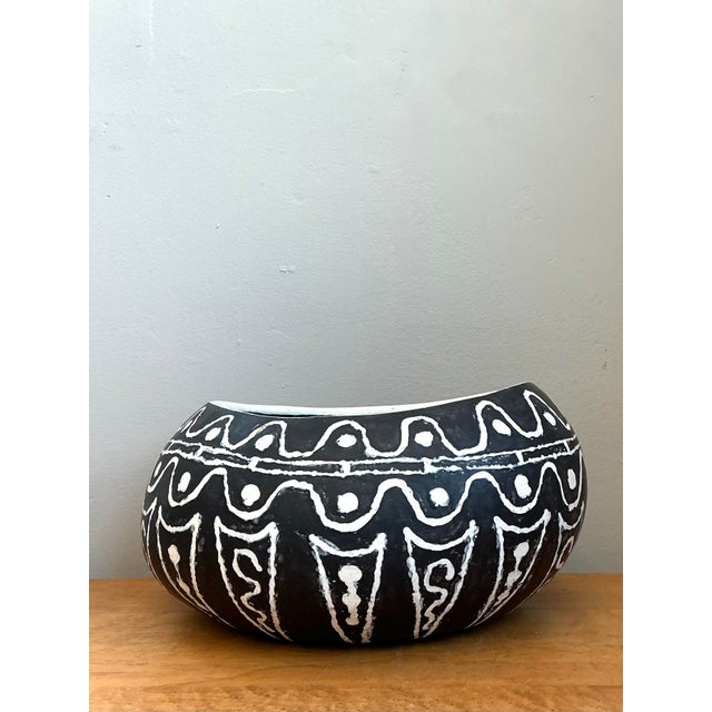 Mid-Century Modern Vintage Original Hand Painted Studio Pottery Bowl For Sale - Image 3 of 12