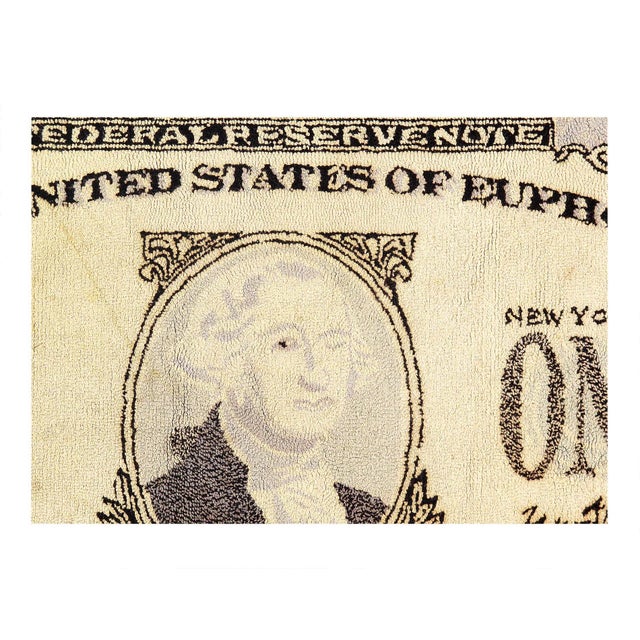Antique One Dollar Hooked Rug, United States, 1950 — Every element in this hooked rug border is sewn with smaller, lighter...