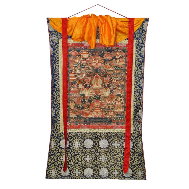 Tibetan Thangka Hand Painted Amitabha For Sale - Image 13 of 13