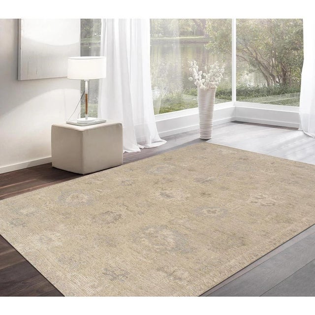 2010s Oushak Wool Cream Area Rug, 8' 3'' X 9'11'' For Sale - Image 5 of 6