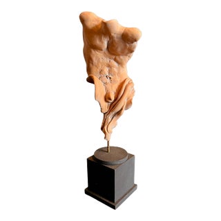 Campbell G Paxton Signed Contemporary Clay Figurative Sculpture-Wood Base-Modern For Sale
