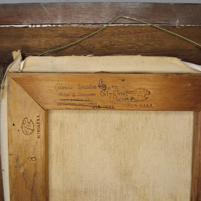 VTG Street Scene #2 Impressonist Painting Purple Velvet Matt Silver Frame 1978 For Sale - Image 4 of 15