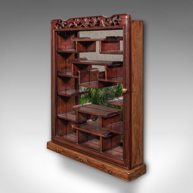 Vintage Glazed Display Cabinet, Chinese, Walnut Collector's Whatnot, Art Deco For Sale - Image 4 of 10