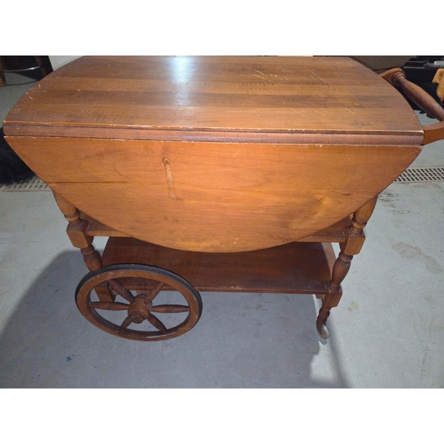 Brown 1960s Drop Leaf Tea Cart For Sale - Image 8 of 16