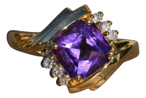 The Moreton: Amethyst and Diamond Bypass Ring set in 14 K Gold
