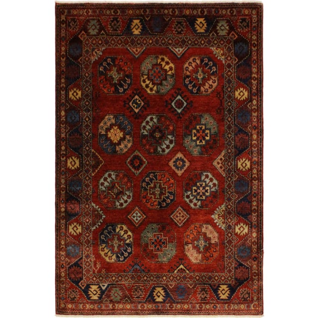 Burnt Orange 1980s Semi Vintage Kafkaz Rust/Rust Hand-Knotted Rug - 4'10 X 6'4 For Sale - Image 8 of 8