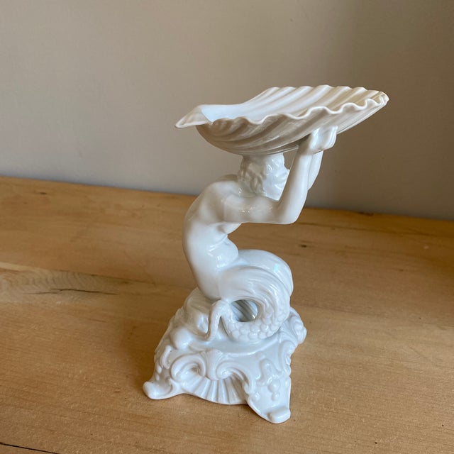 Early 20th Century Early 20th Century Italian Ginori Blanc De Chine Sea Creature Holding Shell For Sale - Image 5 of 9