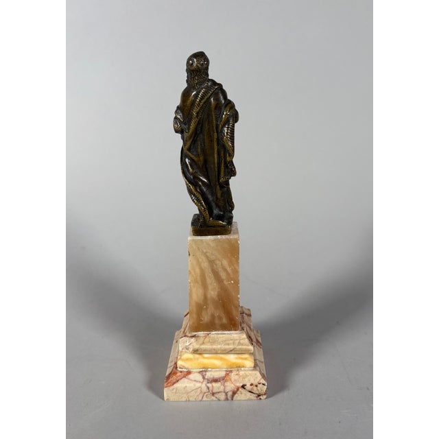 Metal 16th Century Saint John the Baptist Sculpture in Bronze & Marble For Sale - Image 7 of 9