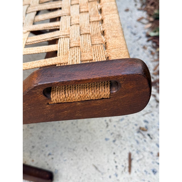 Hans Wegner Style Folding Rope Chairs Mid Century Modern Lounge Chairs Pair For Sale - Image 10 of 14