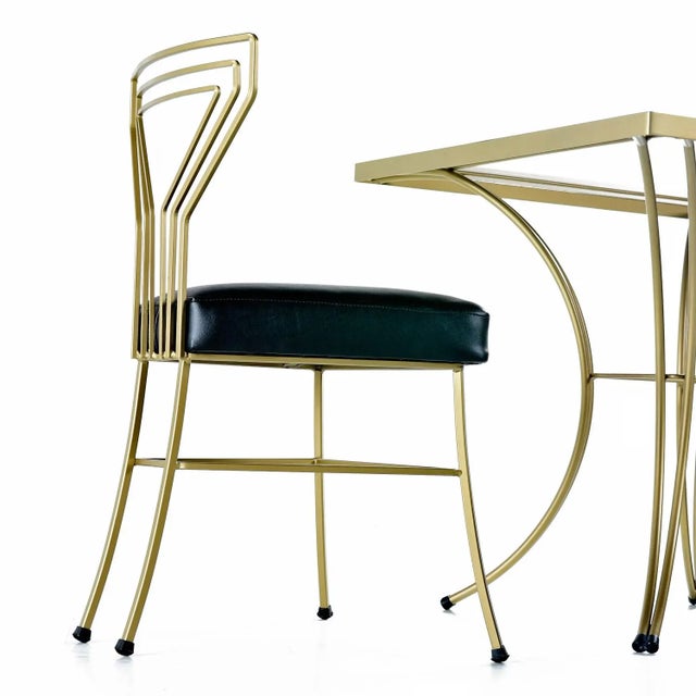 Gold Restored Salterini Style Art Deco Square Table Outdoor Patio Dining Set For Sale - Image 8 of 14