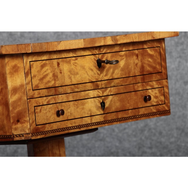 Antique Biedermeier Sewing Table in Birch, 1830 For Sale - Image 15 of 18
