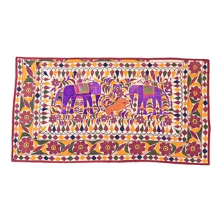 Gujarati Hand Embroidered Indian Textile Wall Hanging For Sale