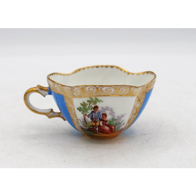 Circa 1888-1916 Richard Klemm, Dresden Quatrefoil Demitasse Cup & Saucer For Sale - Image 9 of 11