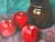 Vintage Still Life With Red Apples and Vase – Oil on Masonite Painting For Sale - Image 4 of 9