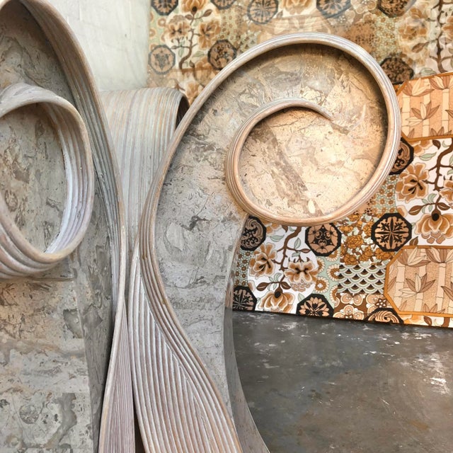 Wood Vintage Coastal Twisted Pretzel Rattan Dining Table For Sale - Image 7 of 13