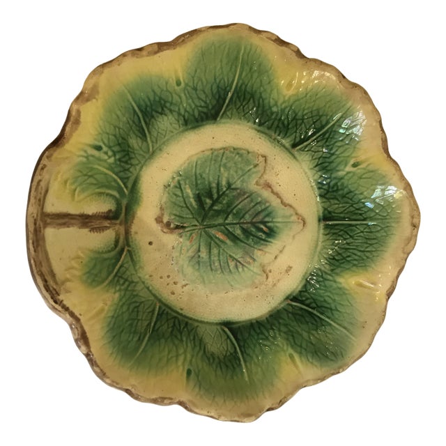 English Majolica Leaf Bowl For Sale
