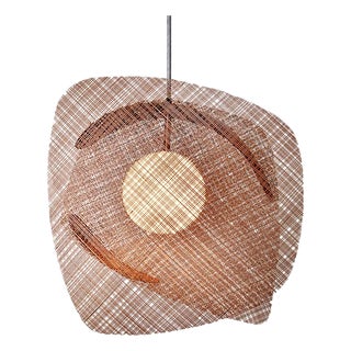 Freeform by Oggetti Handwoven Pendant Light, Chocolate, Small For Sale