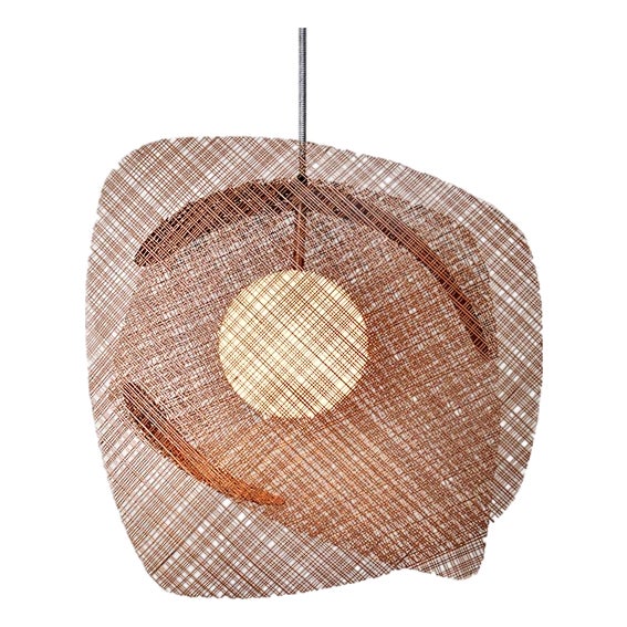 Freeform by Oggetti Handwoven Pendant Light, Chocolate, Small For Sale