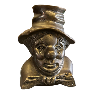 Vintage Brass Clown Bookend, Door Stopper