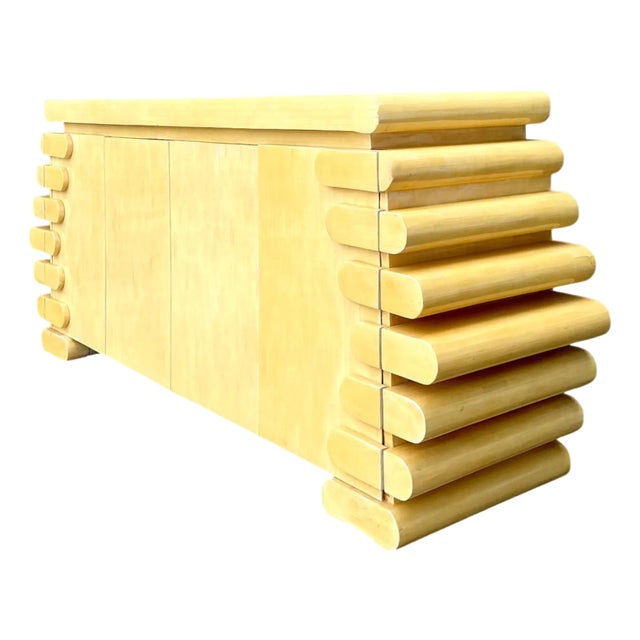 Vintage Columbian Tessellated Bone Stacked Credenza For Sale