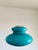 Vintage pendant light, circa 1970, featuring a blue glass globe in a UFO shape. Rewired with a new silver-plated metal...
