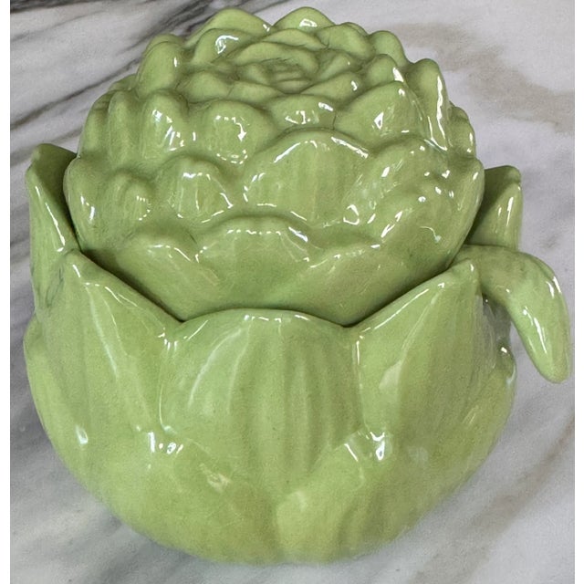 MOS26damageVintage Studio Art Artichoke Motif Condiment Server For Sale - Image 11 of 11