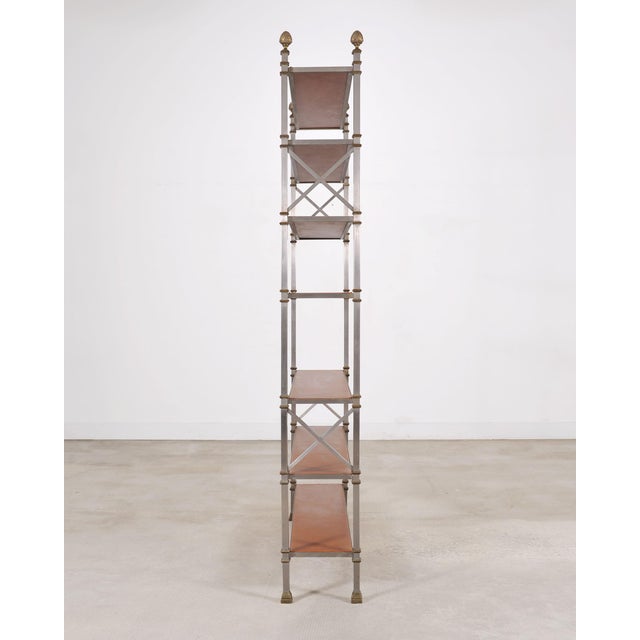 Maison Jansen Style Steel Bronze Neoclassical Bookcase Étagère For Sale In Sacramento - Image 6 of 18