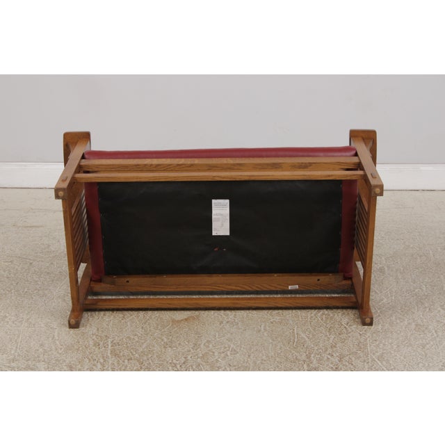Stickley Mission Oak Leather Spindle Settee For Sale - Image 14 of 18