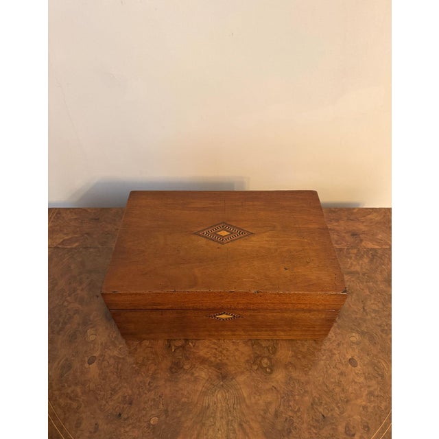 Antique Victorian Walnut Tunbridge Ware Inlaid Writing Slope, 1860 For Sale - Image 3 of 8