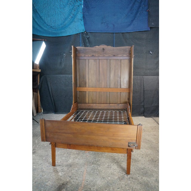 Antique Quartersawn Oak Side by Side Murphy Bed Secretary Desk Armoire Cabinet For Sale - Image 13 of 18
