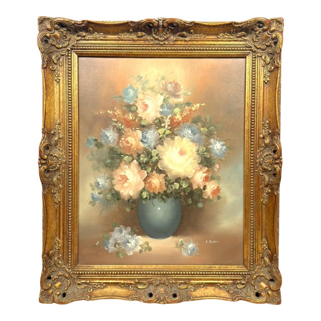 1970s English Oil Painting on Canvas in Gilt Frame, Signed For Sale