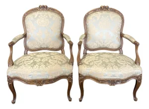 19th Century Highly Carved Armchairs From South of France- A Pair
