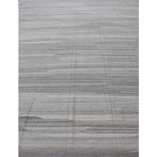 2010s Very Large Modern Kilim With Solid Minimalist Design in Variation of Gray Tones For Sale - Image 5 of 13