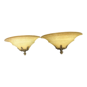 Neoclassical Inspired Frosted Glass Wall Sconces, Pair