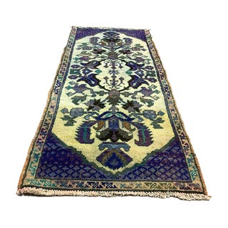 Small Vintage Turkish Short Tribal Runner Rug For Sale
