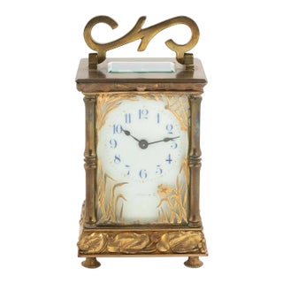 Mid 20th Century C.R Crookshank Brass and Glass Carriage Clock by Tiffany & Co. For Sale