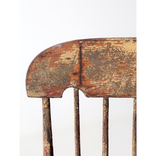 Wood Antique American Windsor Rocking Chair Primitive For Sale - Image 7 of 17