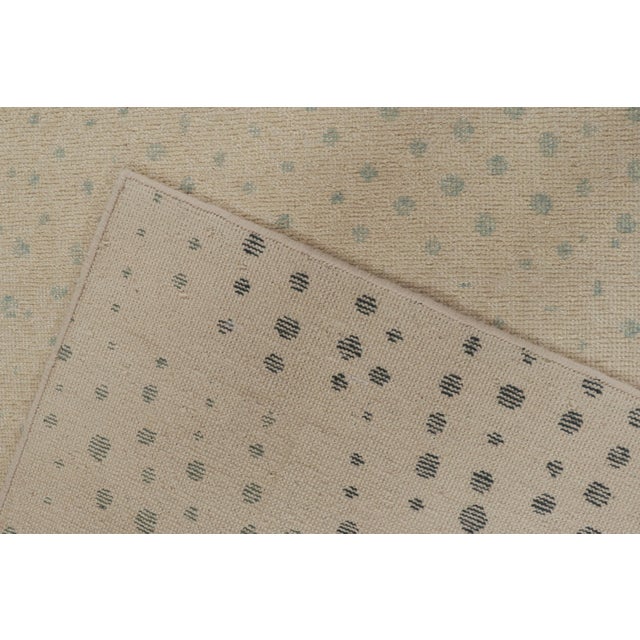 Textile Rug & Kilim’s Distressed Style Abstract Rug in Beige, Blue & Green Dots Patterns For Sale - Image 7 of 7
