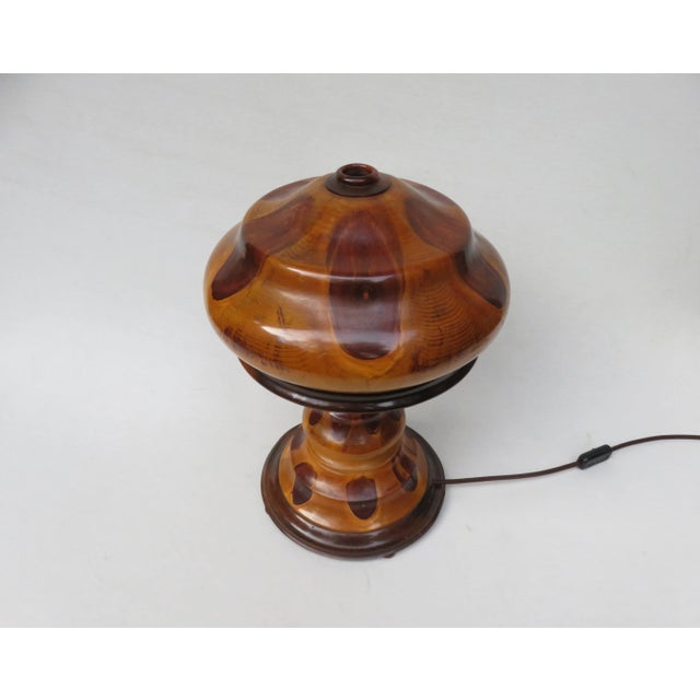 1930s Vintage Art Deco Wooden Mushroom Table Lamps, Set of 2 For Sale - Image 5 of 18