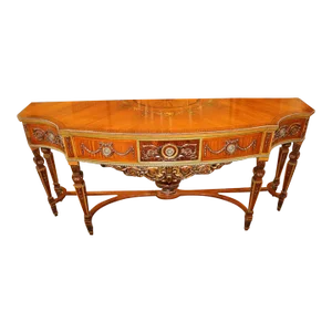 1920s Paint Decorated Burled & Satinwood Adams Style Buffet Server Sideboard