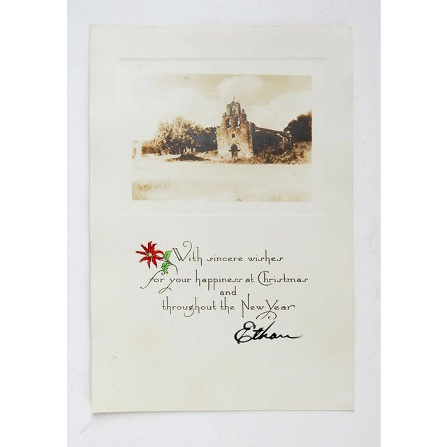 Mission Vintage 1931 Small Mission Espada Photograph Christmas Card For Sale - Image 3 of 4
