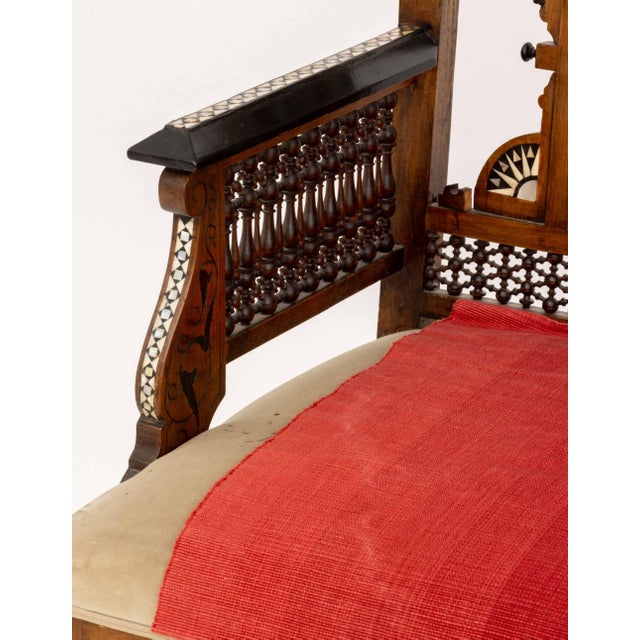 Pair of Moroccan Inlaid Walnut Armchairs For Sale In New York - Image 6 of 12