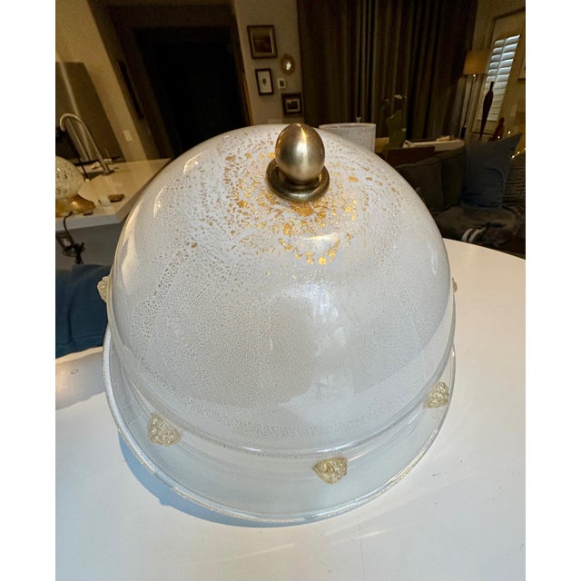 Traditional Barovier Murano Glass Gold Infused Flush Mount Ceiling Light For Sale - Image 3 of 16